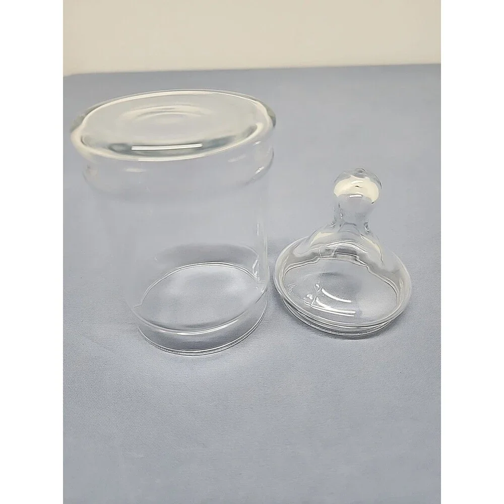 Vintage Glass Apothecary Jar With Lid For Candy Or Trinkets Clear Glass